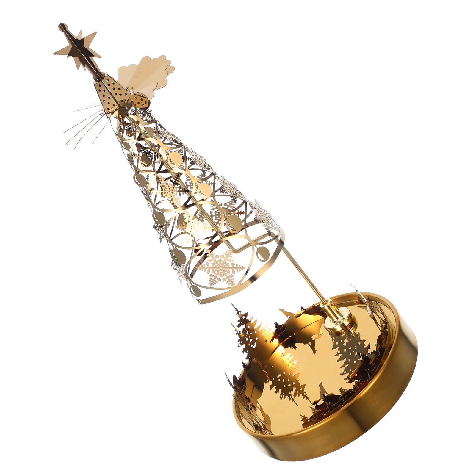 

Christmas Tree Tea Light Holder Rotating Tree Spinner Carousel Holder Iron Spinning Stand Table Decoration