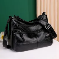 Women's Fashion SimplicityTrend Retro Multi Pocket Large Capacity Handbag Crossbody Bag Single Shoulder Soft Leather Bag