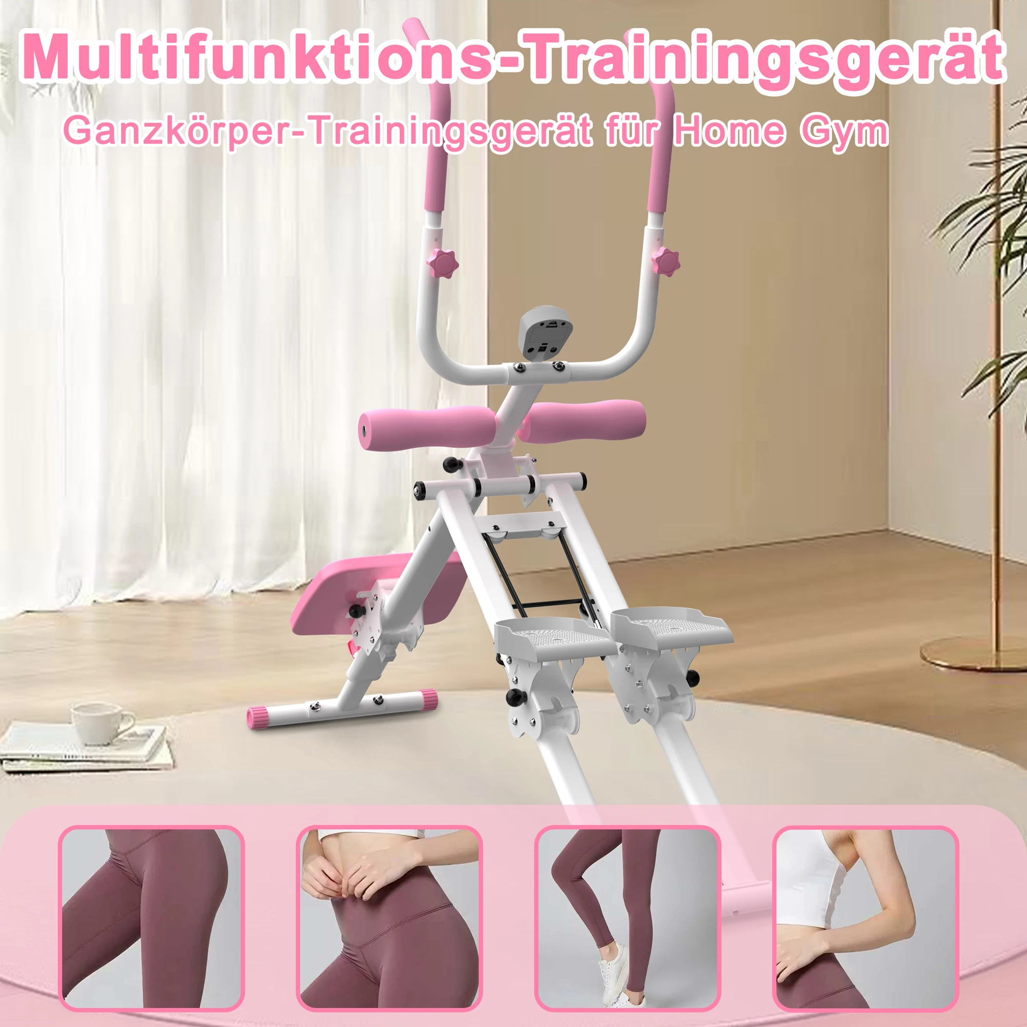 Appareil 2-en-1 pour escalade sur les marches et entraînement abdominal – Machine d'entraînement multifonction pliable pour le corps entier, pour la maison, roulettes silencieuses, stabilité robuste jusqu'à 300 lbs