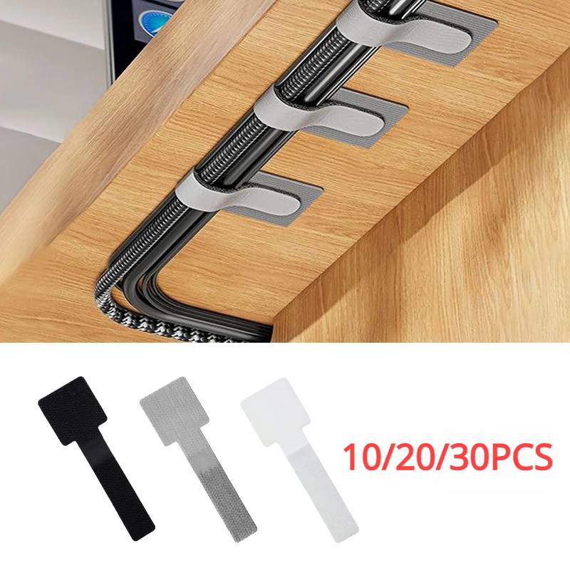 Reusable Cable Storage Boxs Sticker Desk Organizing Adjustable Cable Holder  Organizer Desktop Management Belt desk organizer