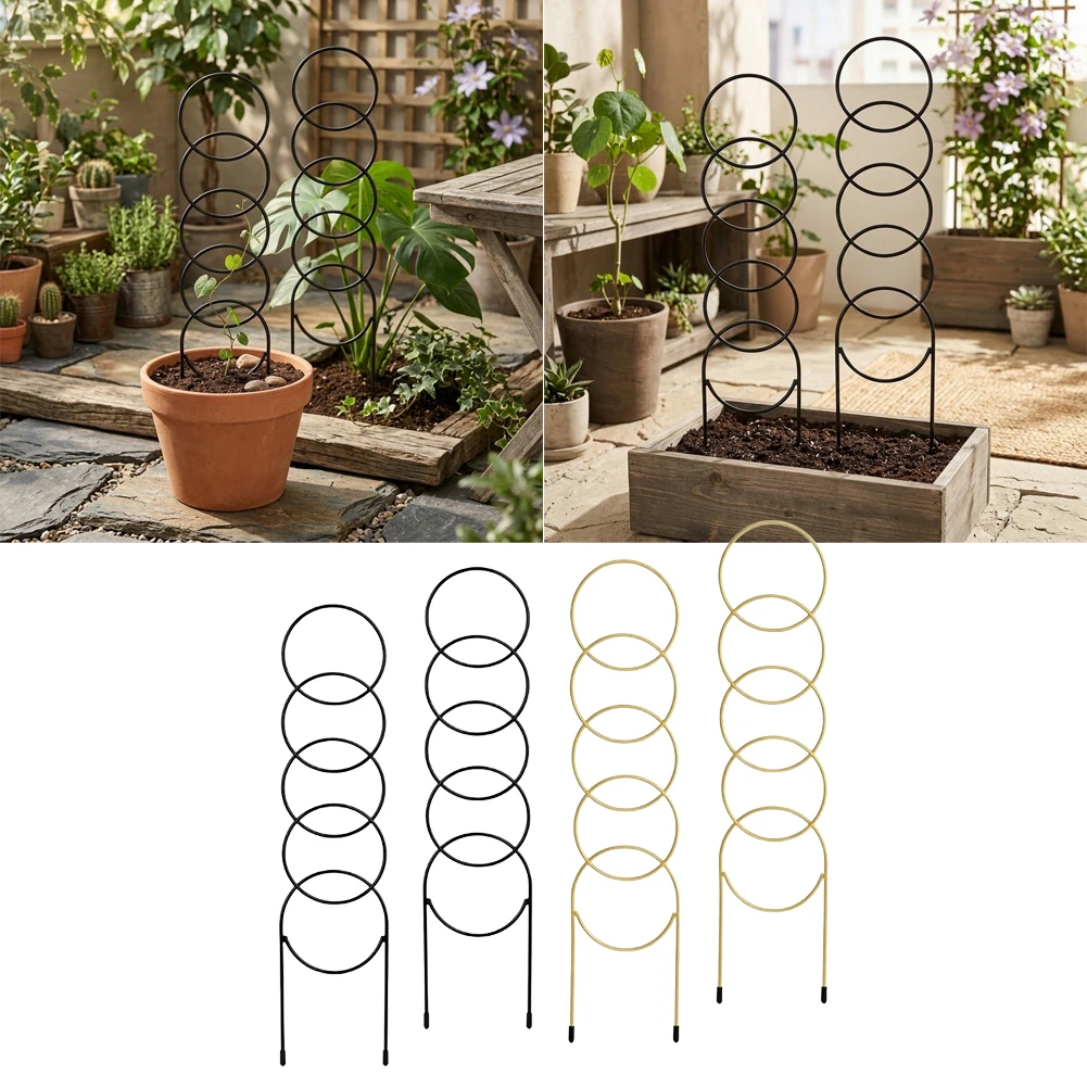 Metal Plant Trellis Set for Indoor For Climbing Plants 45 x 10 cm Includes 2 Supports and 20 Green Tie Straps for Potted Use