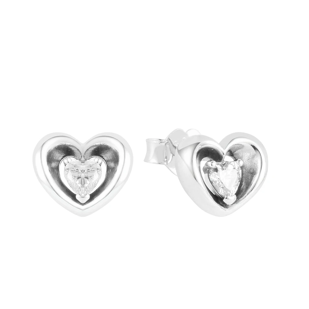 

925 Real Money Piercing Radiant Heart & Floating Earrings original sterling silver New IN Luxury Designer Fashion Earring Sets