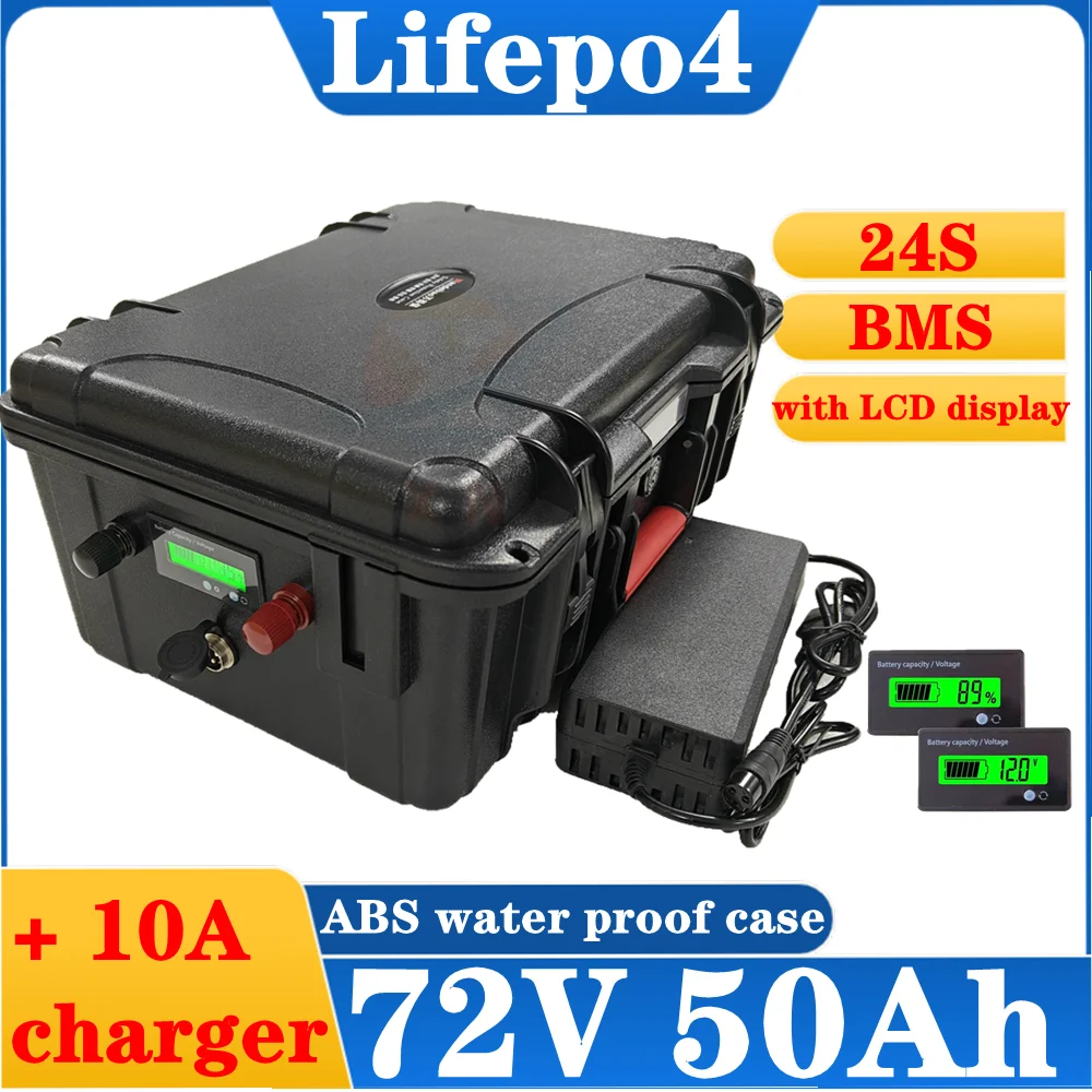 Batteria al litio 72V 50Ah lifepo4 con 80A 150A BMS per 5000W AGV bicicletta bici scooter carrello elevatore inverter auto + car