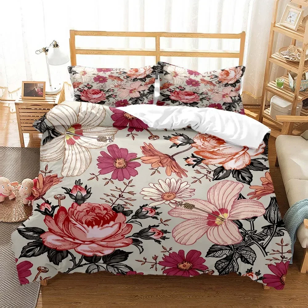 

Plant flowers Digital Print Comfortable Duvet Quilt Cover Pillowcase Bedding Set Children Bedroom Decoration Home Textile