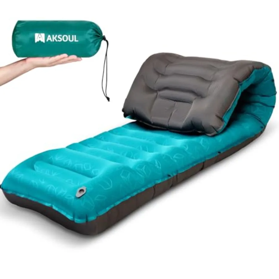 

Sleeping Pad Ultra-Thick - Inflatable Sleep Mat, Lightweight and Compact 4.72 in Air Mattress with Pillow, Self-Inflating with