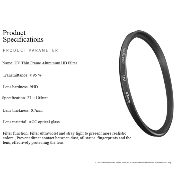AGC Optical Glass MC UV Filter HD Ultraviolet Protective Filter 30.5-105mm Dustproof Camera Lens Filter For DSLR Cameras