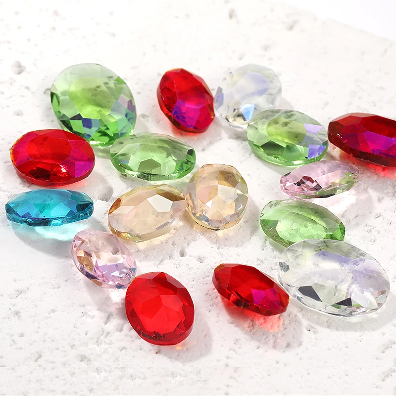 Glitter Transparent Oval Rhinestones Crystals Glass Nails Art DIY Clothes Decorations Diamond Glue On Jewelry Make Accessories