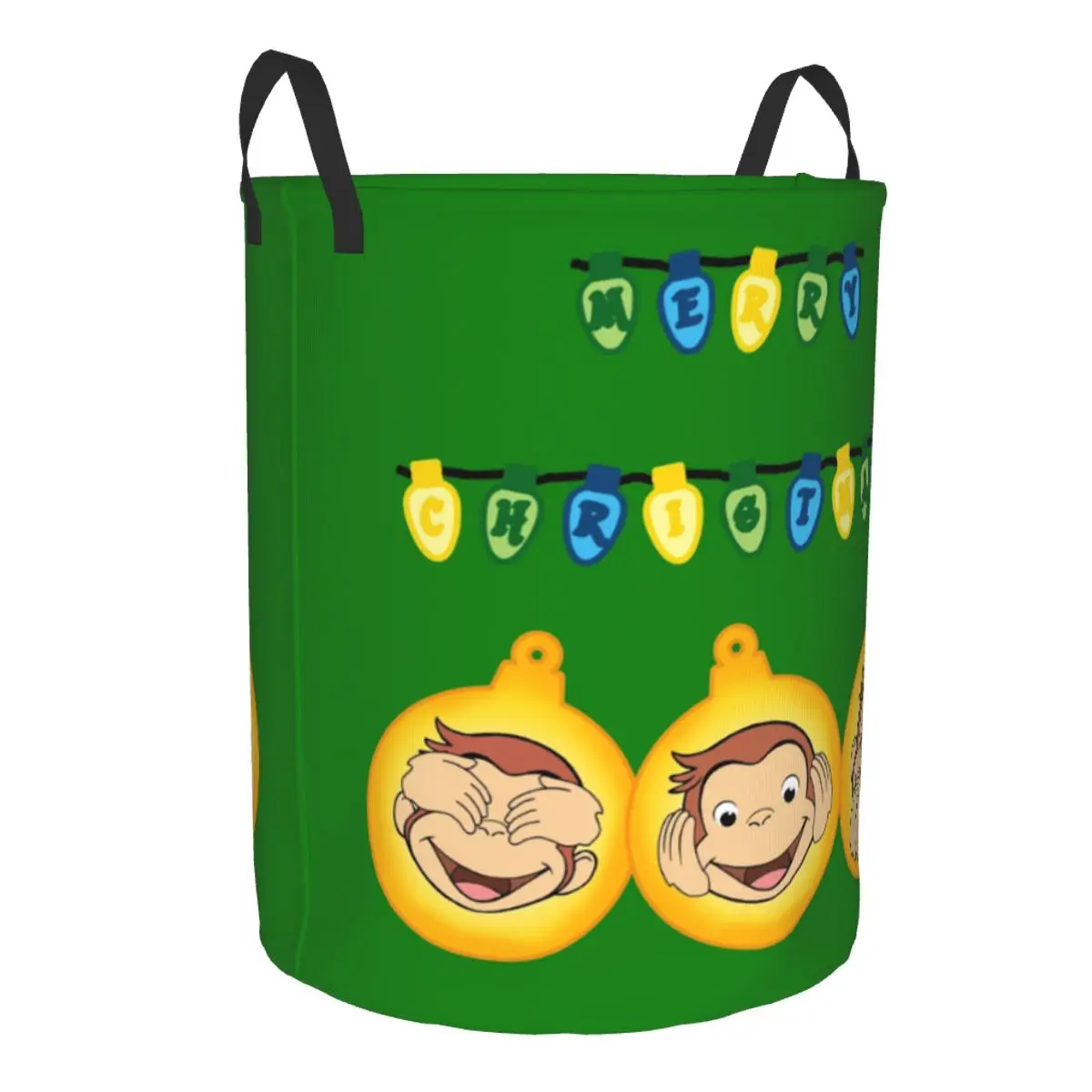 Curious George Manga Monkey Laundry Hamper Large Clothes Storage Basket Merry Christmas Toy Bin Organizer for Kids