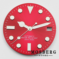28.5mm Red Watch Dial With Hands For NH35 NH35A Luminous Movement Watch Accessories