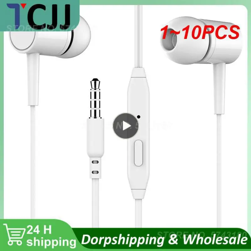 1~10PCS In-ear Earbuds 2 Color Optional 3.5mm In-ear Wired Earphone Built-in Microphone High Quality Headset With Mic Earbuds