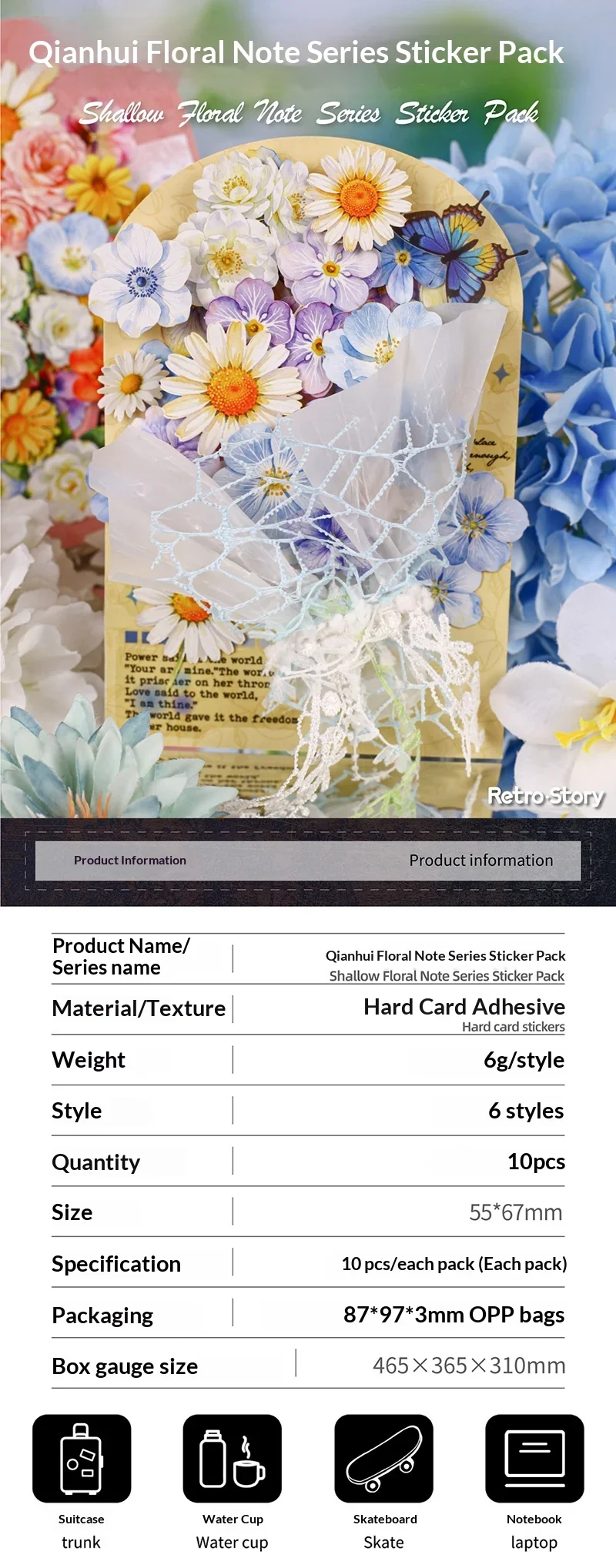 JIANWU Vintage Flower Bloom Landscape Material Collage Scrapbooking Sticker Creative DIY Journal Stationery