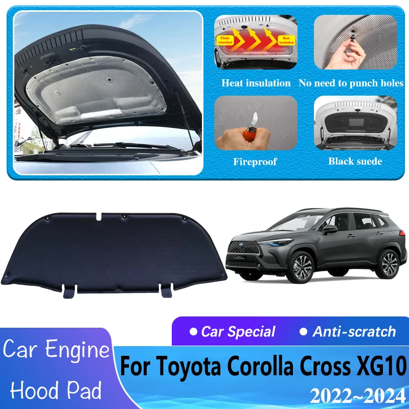 

Front Hood Engine Sound Heat Pad For Toyota Corolla Cross XG10 2022~2024 Firewall Soundproof Insulation Cotton Cover Accessories