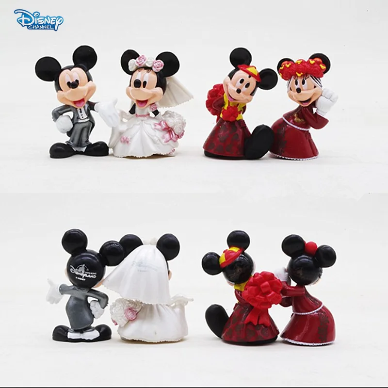 

Disney 4pcs/1set Mickey Mouse Mickey Wedding Doll Couple Wedding Gift Set Cake Ornaments Handmade Ornament Holiday Gift