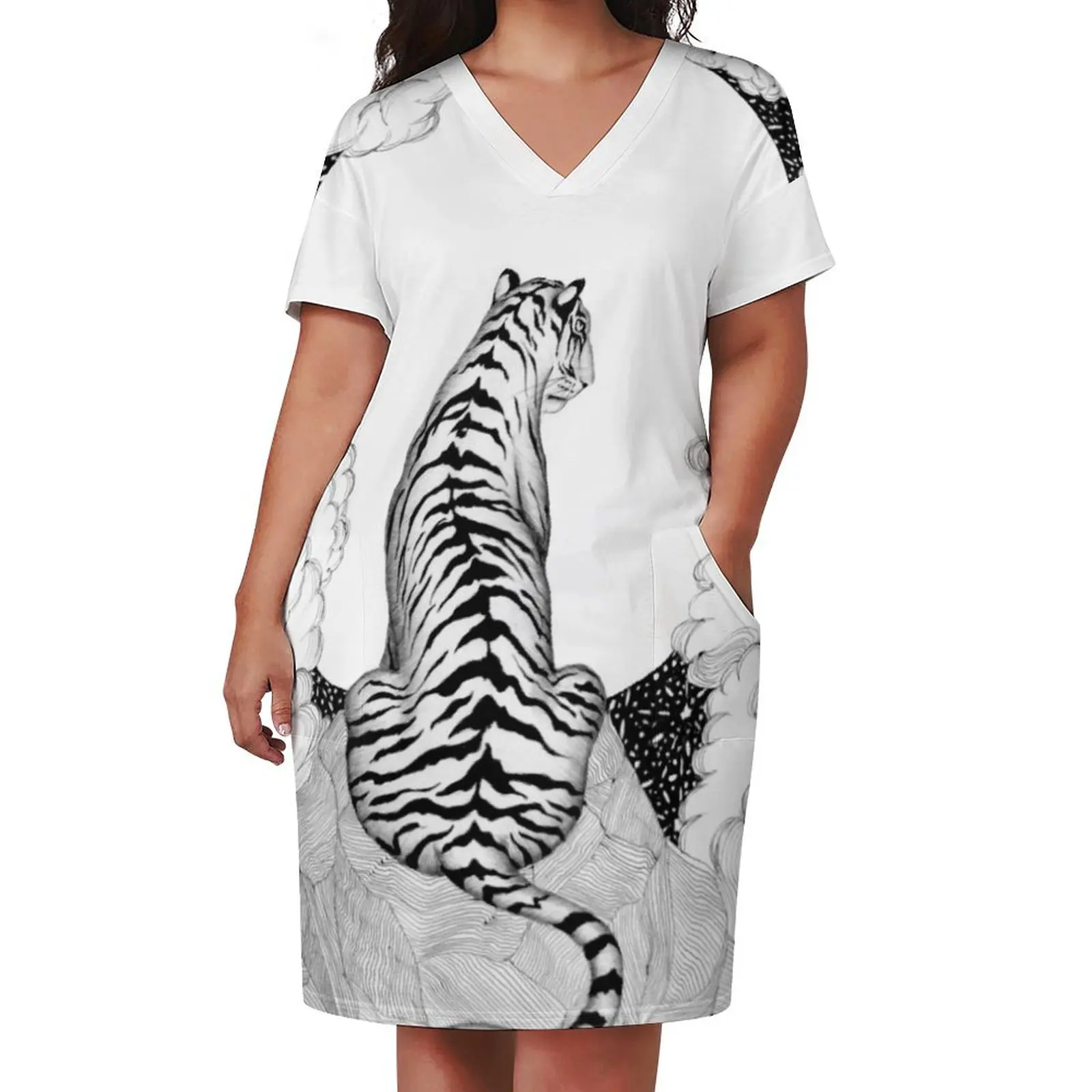 Tiger Moon ชุดเดรสกระเป๋าหลวมชุดราตรีสุภาพสตรีชุดนางฟ้าชุดราตรี 2025 ชุดเทศกาลผู้หญิง