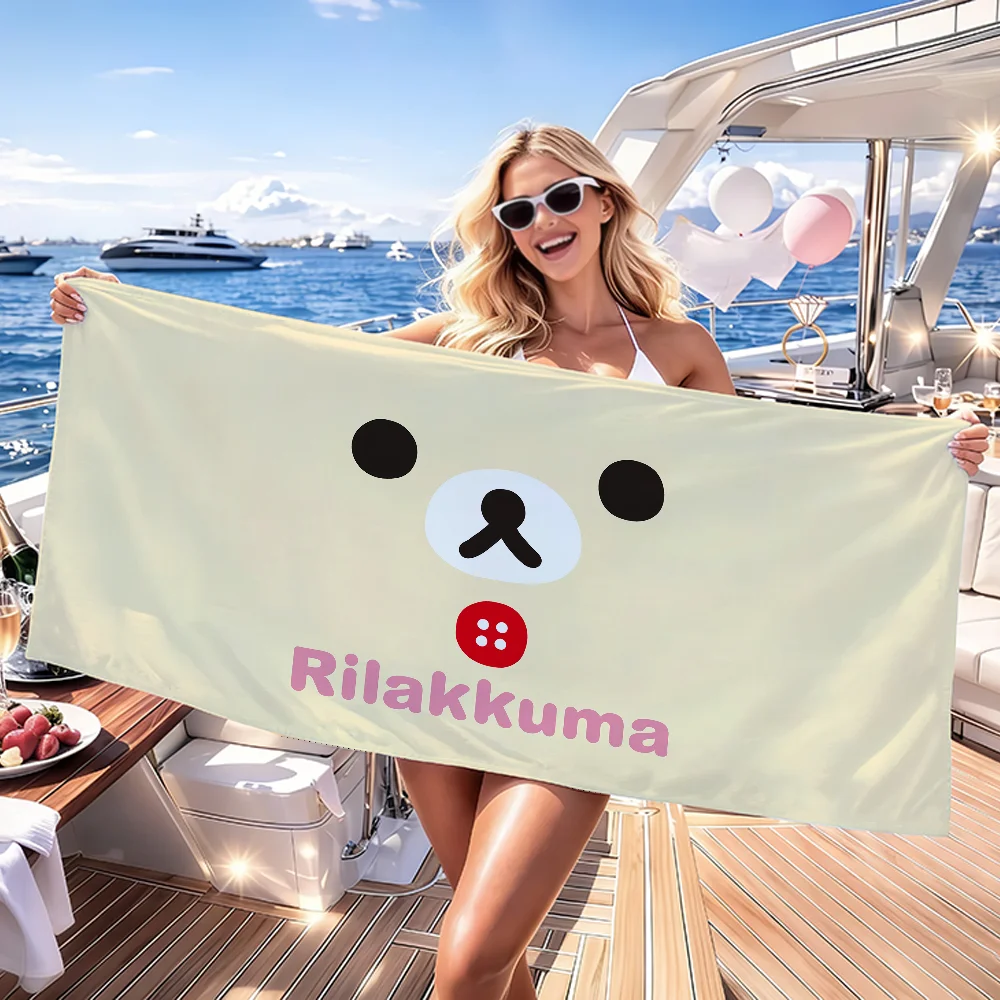 Cartoon R-Rilakkuma K-Korilakkuma Towel Quick Dry Absorbent Beach Towel for Sports, Fitness, Swimming and Outdoor Activities