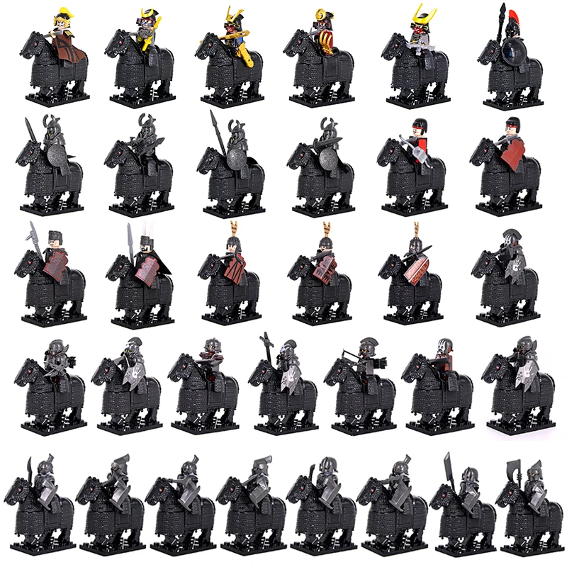 Medieval Movie Soldiers Knights War Horse Heavy Cavalry Warriors Iron Buddha Warhorse Figures Building Blocks Bricks Toy gift