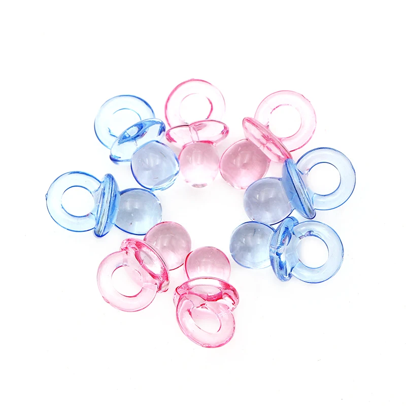 Blue/Pink Transparent Acrylic Mini Pacifier For Boy Girl Gender Reveal Baby Shower Favor DIY Party Decoration Cake Birthday Gift