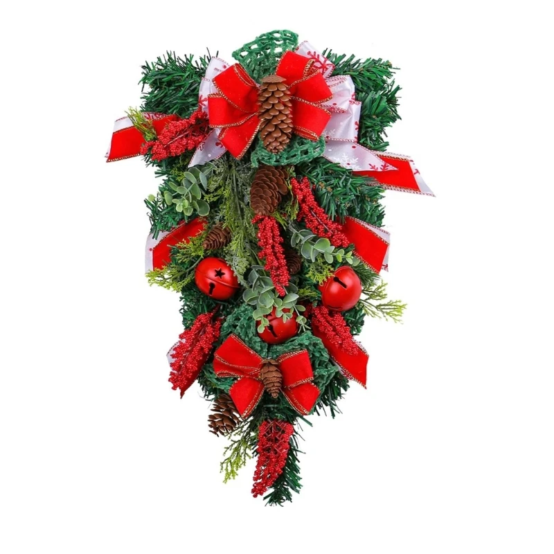 

Christmas Decorative Garlands with Bells Sophisticated Christmas Tree Wreath for Doorway Holiday Wall Hanging Decoration