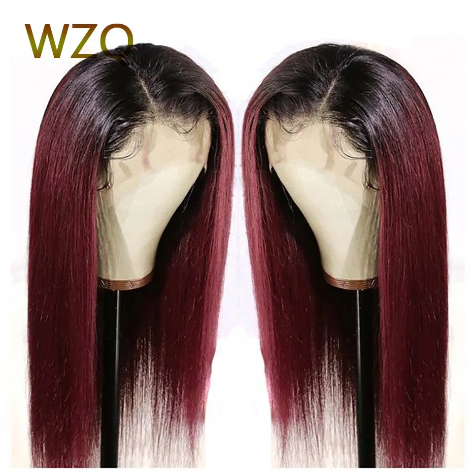 13x4 Lace Frontal Wigs Bone Straight Burgundy Wigs For Women Human Hair 1b 99J Colored Transparent Lace Front Human Hair Wigs