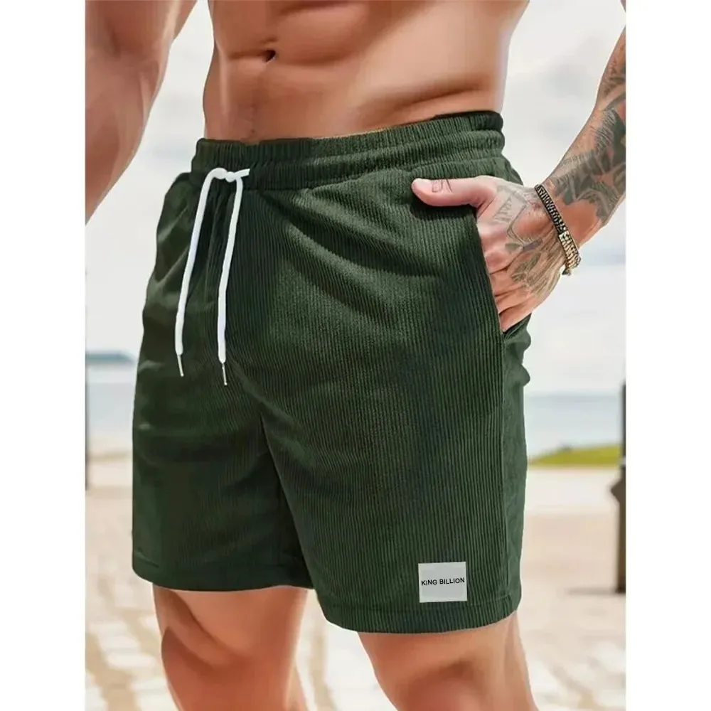 Men\'s Corduroy Shorts Labeled Summer Beach Short Pants Men Baggy Loose Basketball Shorts Casual Sweatpants Male