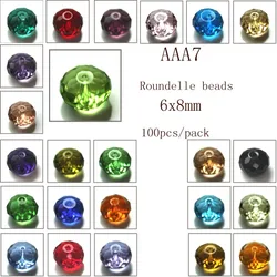 StreBelle 6x8mm 100pcs AAA Loose Spacer Beads Glass Facet Rondelle Beads for DIY Fashion Jewelry DIY Making