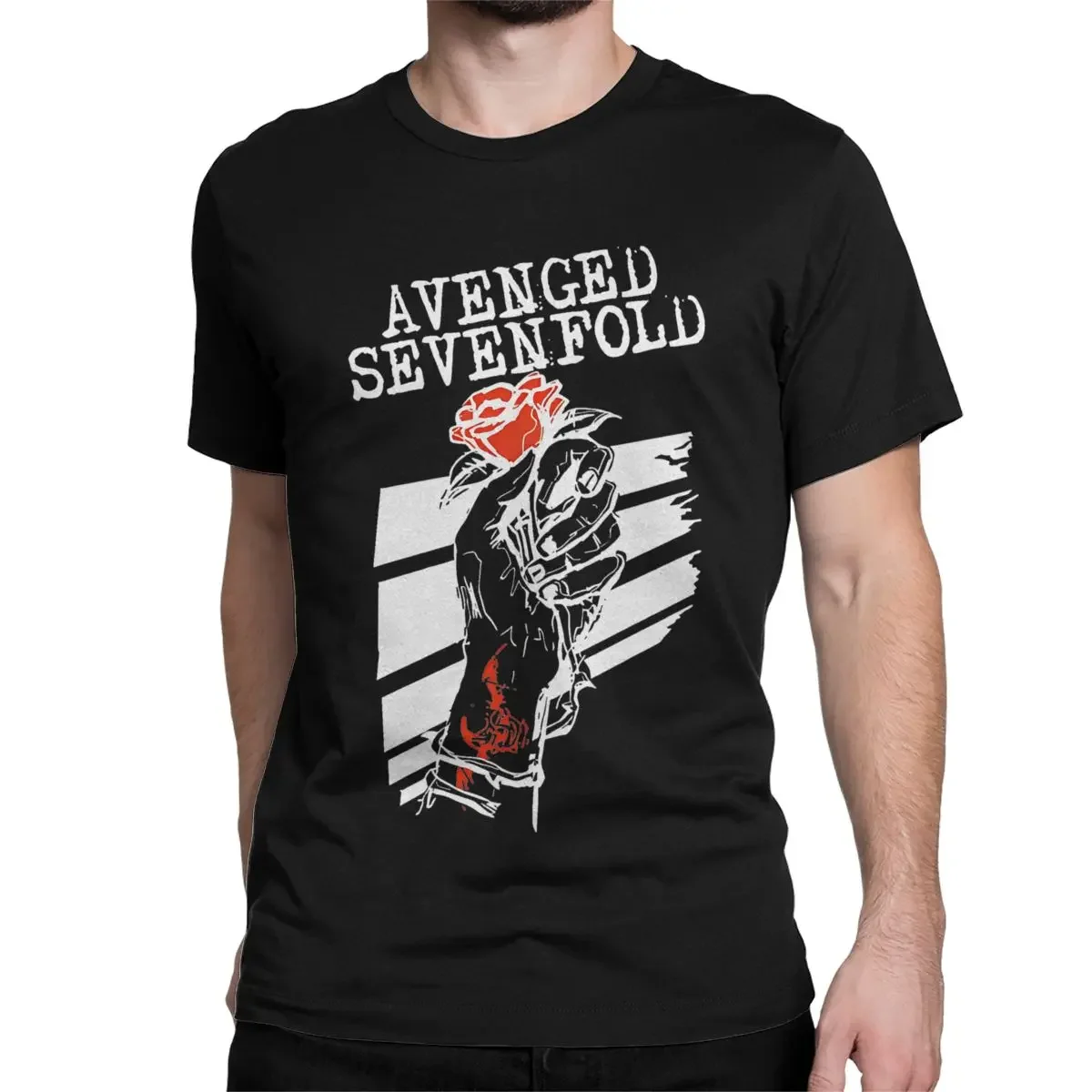 Men Women's Avenged Sevenfold Hand Rose T Shirt A7X Diverse Rock 100% Cotton Tops Short Sleeve Crew Neck Tees 6XL T-Shirts