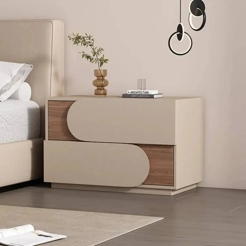Mobili in stile crema minimalista leggero comodino di lusso camera da letto cassetti moderni comodino portaoggetti laterale salvaspazio
