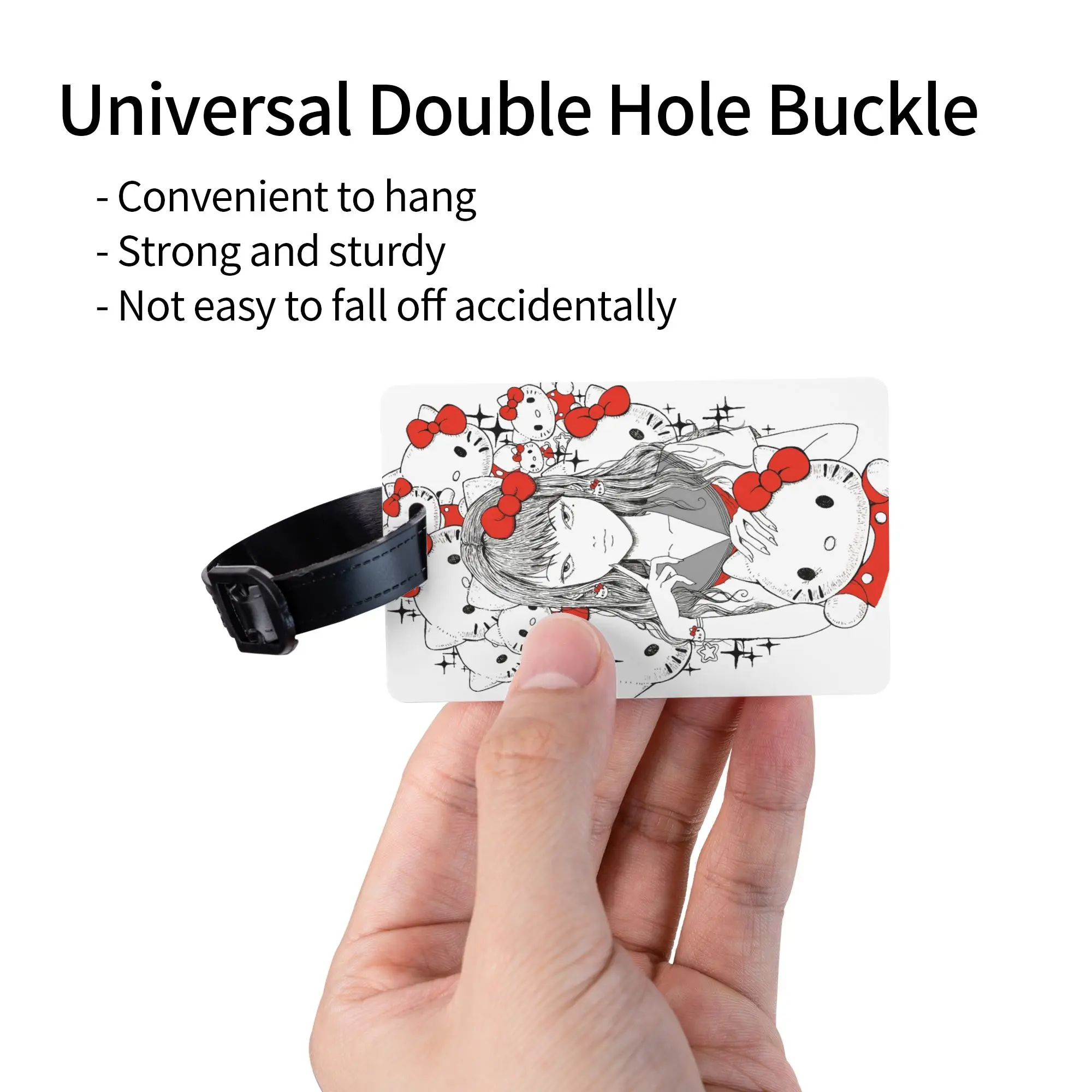 Junji Ito Hello Kitty Tag Bagasi Horor Aksesoris Perjalanan Koper Tas Bagasi Tag ID Alamat Pesawat Tag Bagasi Hadiah