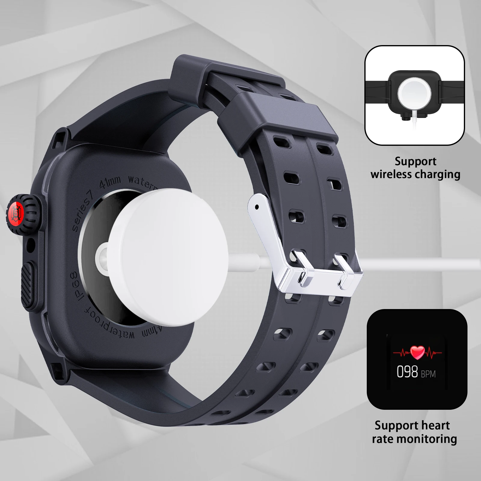 Shelbox-Lightweight Anti-Slip Shockproof Case for Apple Watch Anti-abrasion IP68 Professional Waterproof S7 S8 41mmHigh Quality