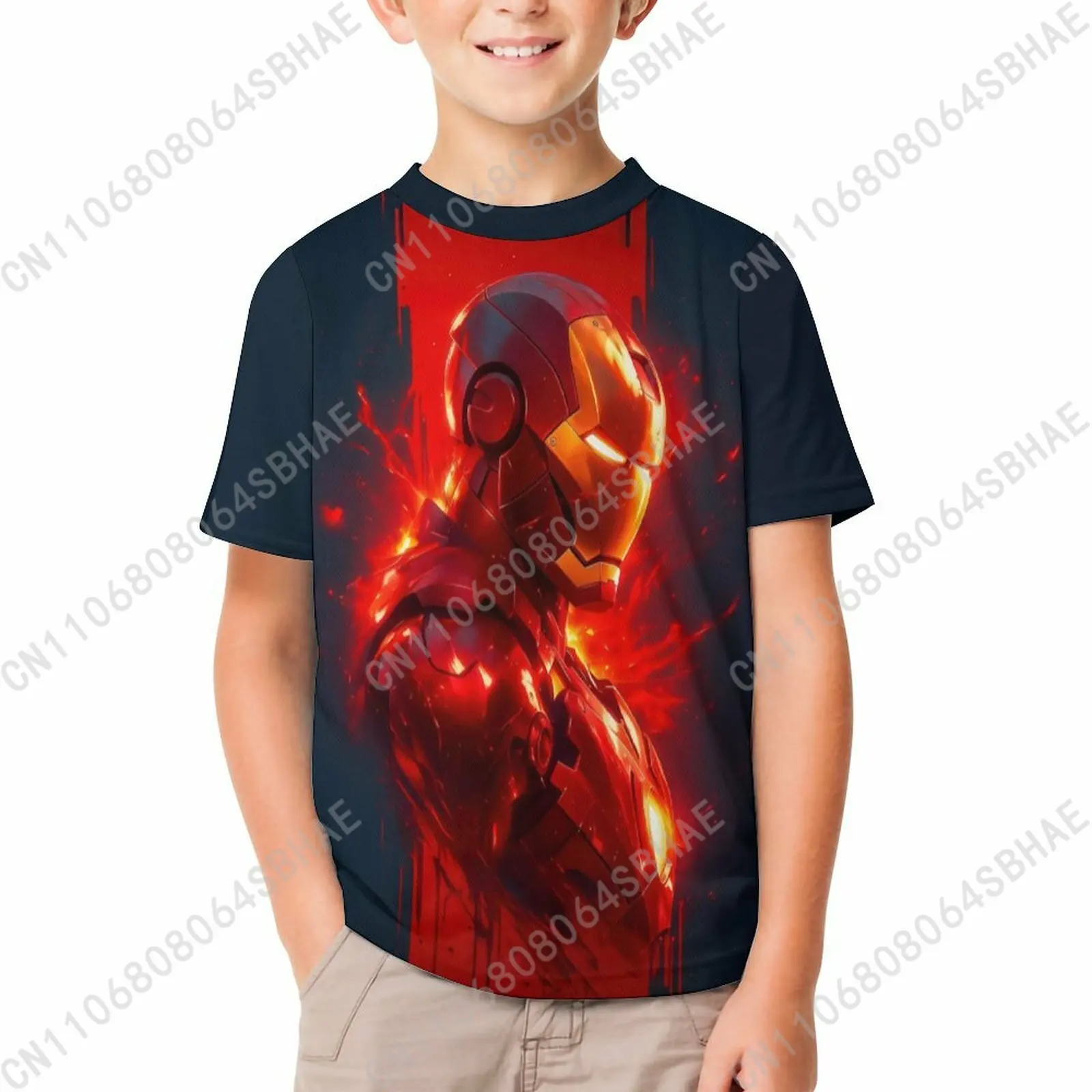 

Marvel Iron Man T Shirt Boy Girl Short Sleeve Print Cotton TShirt Comfortable Crew Neck Children Child Tee Cosplay