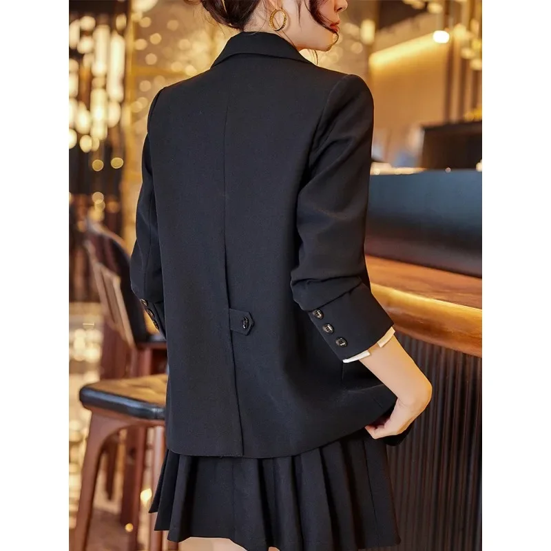 Fashion wanita jaket Blazer wanita hijau coklat hitam wanita lengan panjang Single Breasted mantel lurus