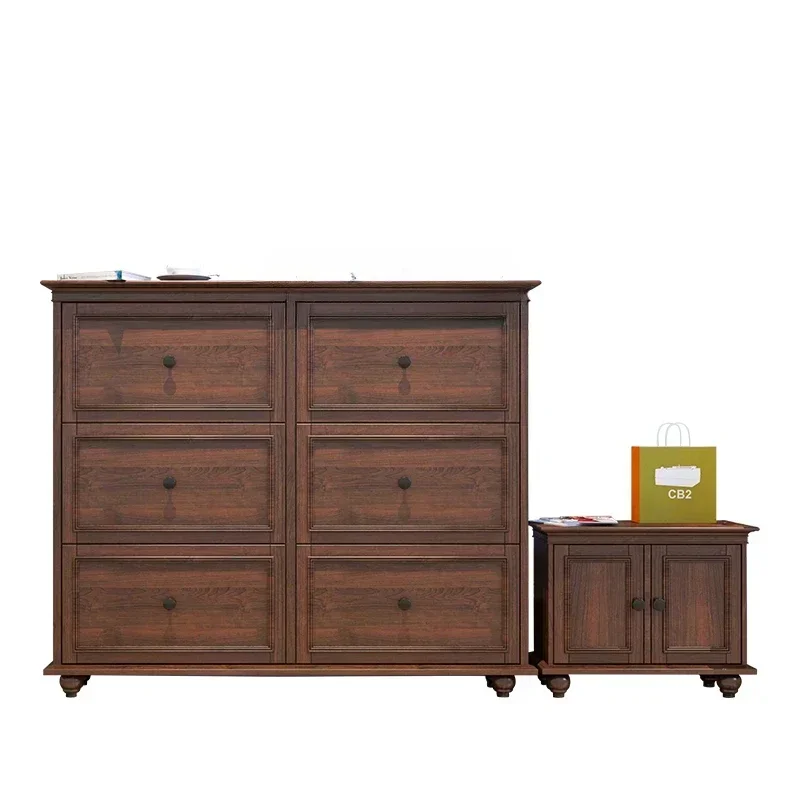 

Solid Wood Tilting Shoe Cabinet Home Doorway Small Apartment Simple Modern Ultra-Thin Home Shoe Cabinet