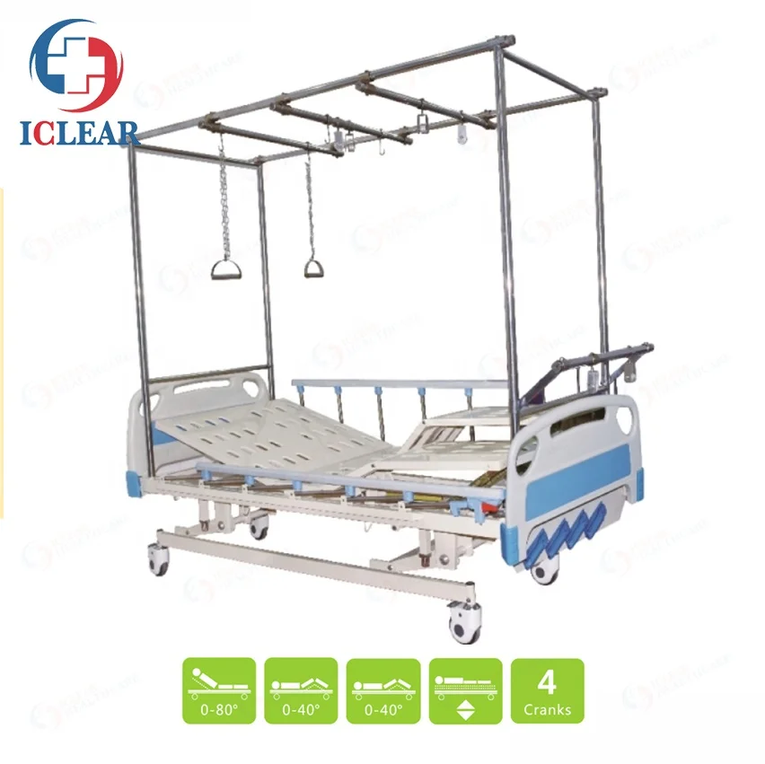 

Stainless Steel Medical 4 Crank Manual Hospital Orthopedic Traction Bed