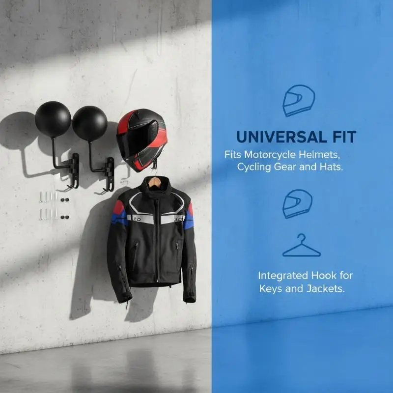Multi Unctional Helmet Holder 180° Rotatable Motorcycle Helmet Moto Accessories Claw Hook Wall Mounted For Hanging Hat Jacket