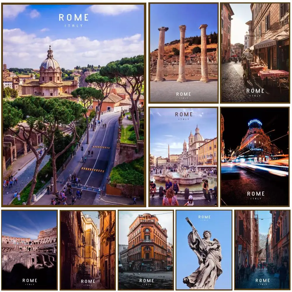 Rome Italy Vatican City Travel Poster Wall Stickers Self Adhesive Painting HD Art Decals for Bedroom Living Room Home Decor