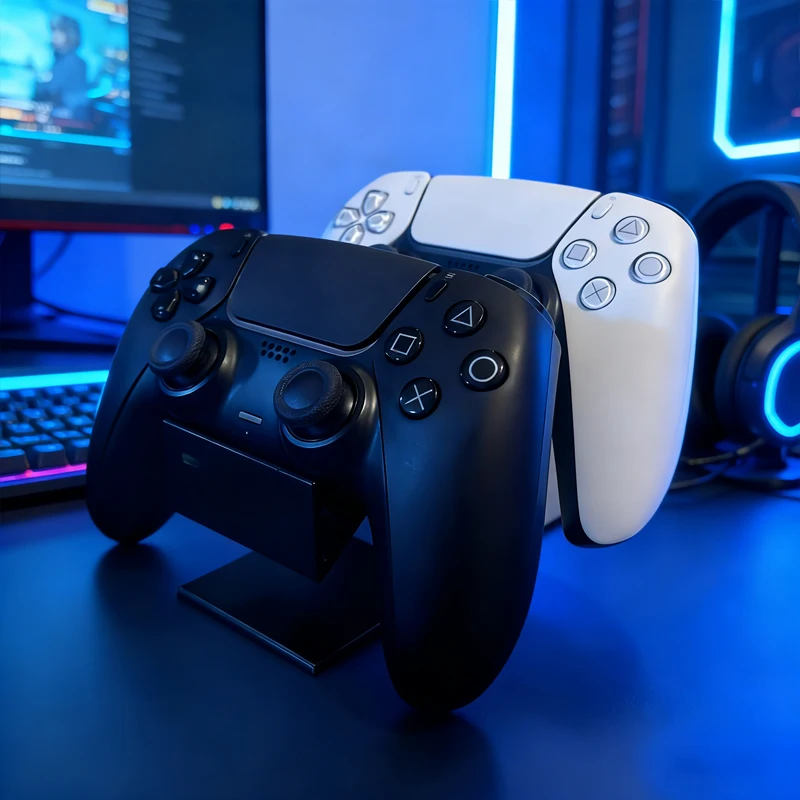 1 Stück 2-in-1 Controller-Halter für PS5 / Xbox, Aufbewahrungsregal für Spielcontroller und Kopfhörer, Desktop-Organizer