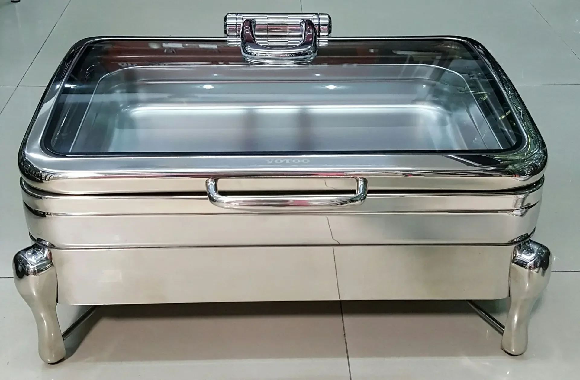 VOTOO 9L Wholesale Elegant Royal Catering Serving Buffet Food Warmer SS304 Stainless Steel Hotel Used Chafing Dish for Sale