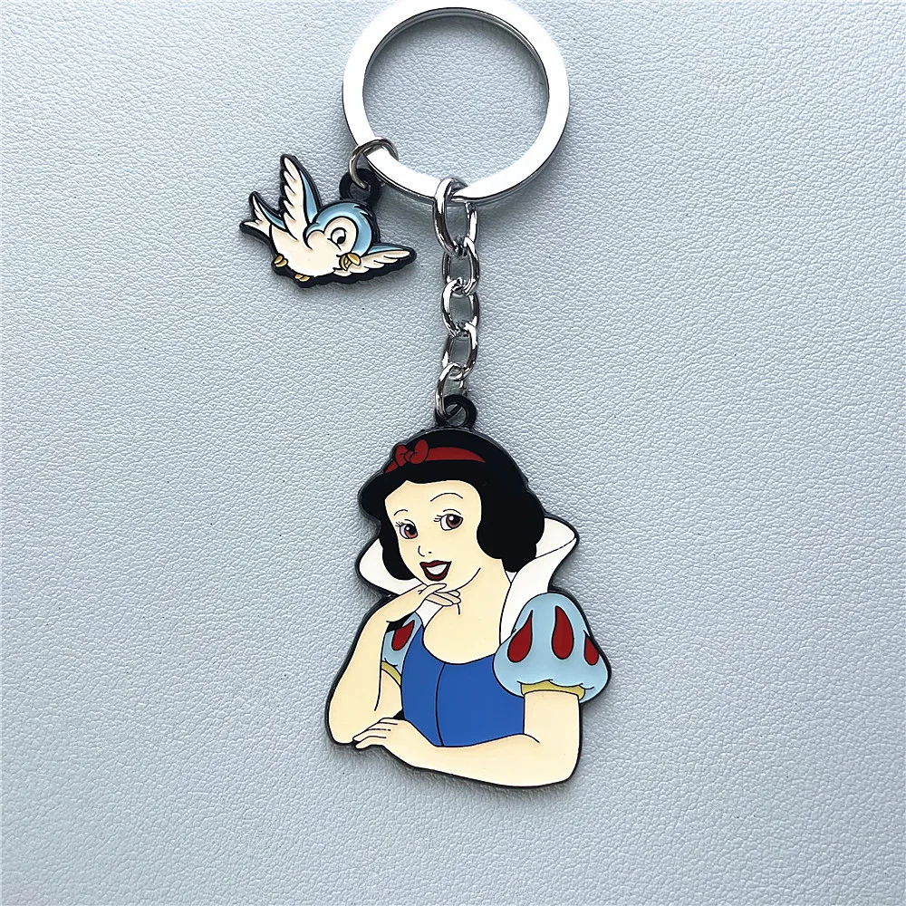 Disney Cinderella Princess Mulan Tiana Series Anime Cartoon Metal Keychain Gifts for woman girl