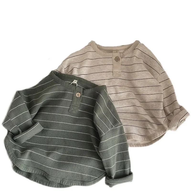 2022 Autumn Boys Shirts Long Sleeve Tops for Kids Stripe Children Blouse Girls Sweatshirts Baby Tees Toddler Outerwear Clothes