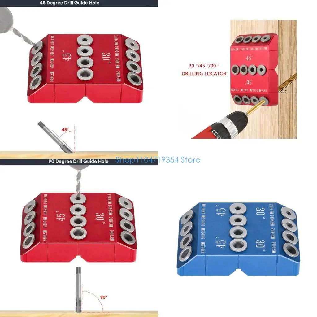 

0XLD Drill Guide Jig 4 Size Drill Jig for Angled 30 45 90 Holes Drill Guide Jig for Railing Deck Post Portable