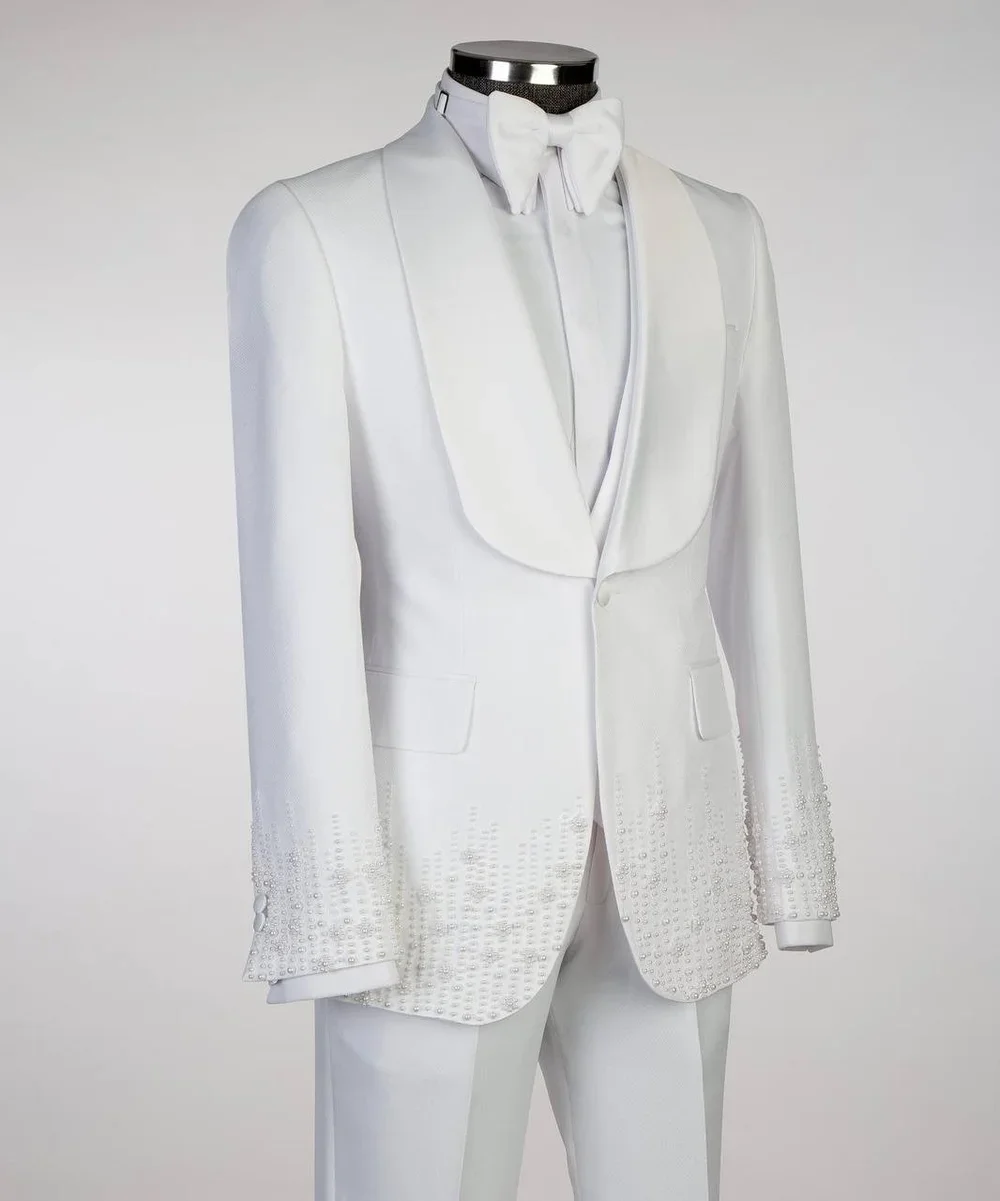 2 Piece Men Suit Groomsmen Tuxedo Prom Blazer Slim Fit Suits One Button Wedding Dress Jacket Pants Set
