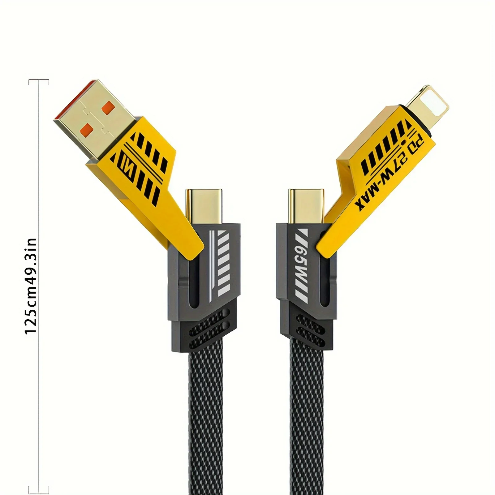 4 in 1 Charging Cable Type C USB Multifunction PD Fast Charging Cable 65W For Phone 15 14 13 For Samsung S23 For Xiaomi