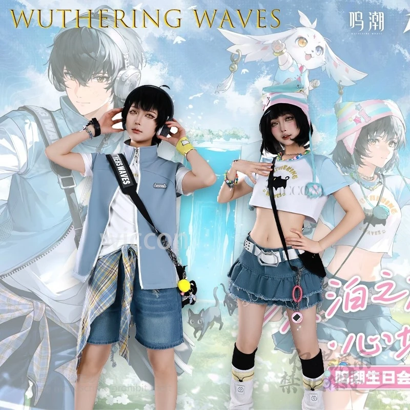 Game Wuthering Waves Rover First Anniversary Birthday Cosplay Costume Cosplay Character Outfit Full Set with Weapons Convention
