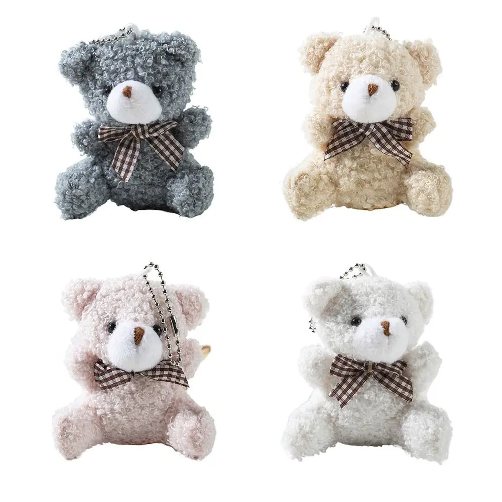Nouveau porte-clés 8CM dessin animé nœud papillon ours poupée porte-clés sac ornement ours en peluche pendentif doux enfant jouets suspendus ours en peluche universel