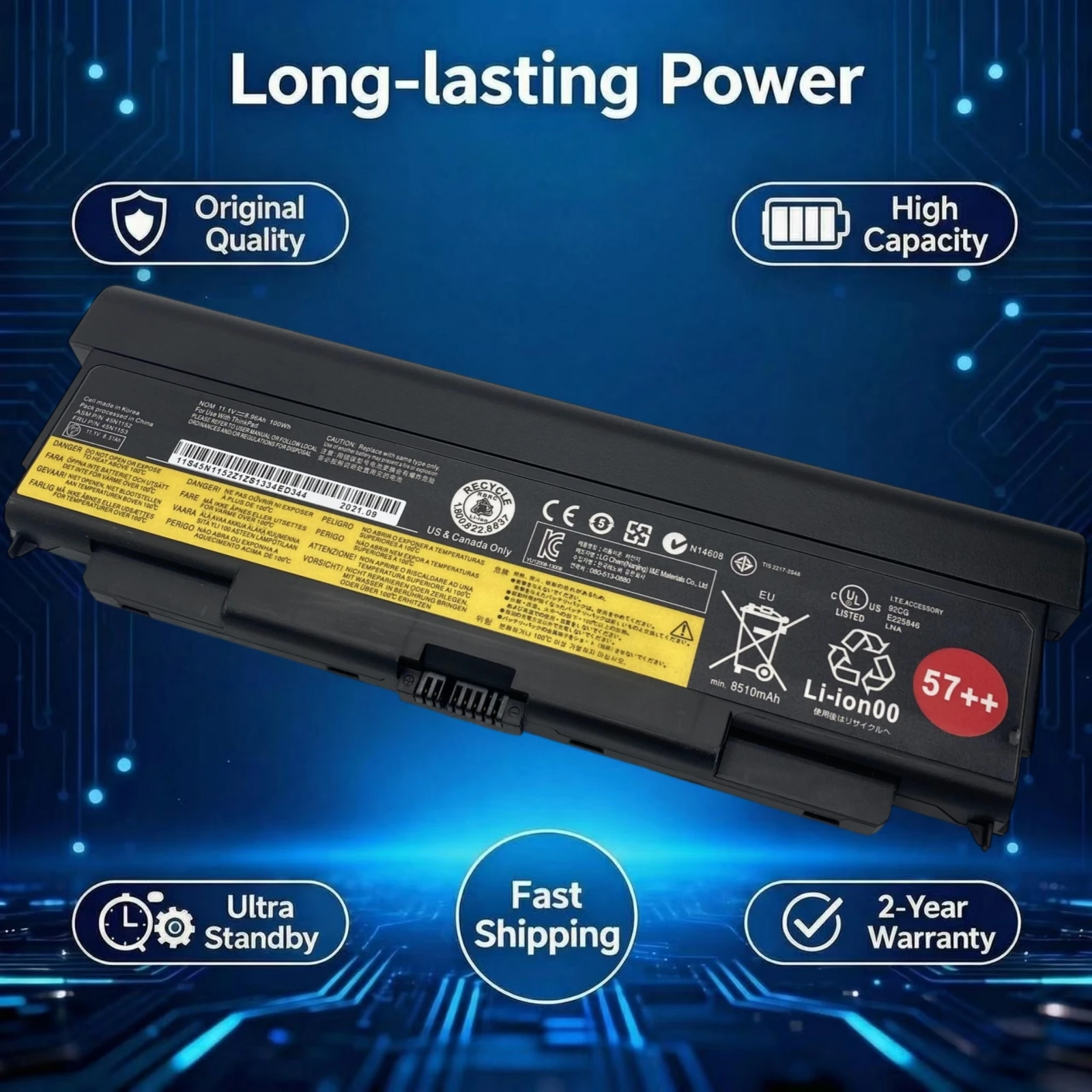 New Original 45N1152 100W Laptop Battery For Lenovo ThinkPad T440P T540P W540 L440 L540 45N1153 45N1149 45N1145 45N1160 57+ 57+