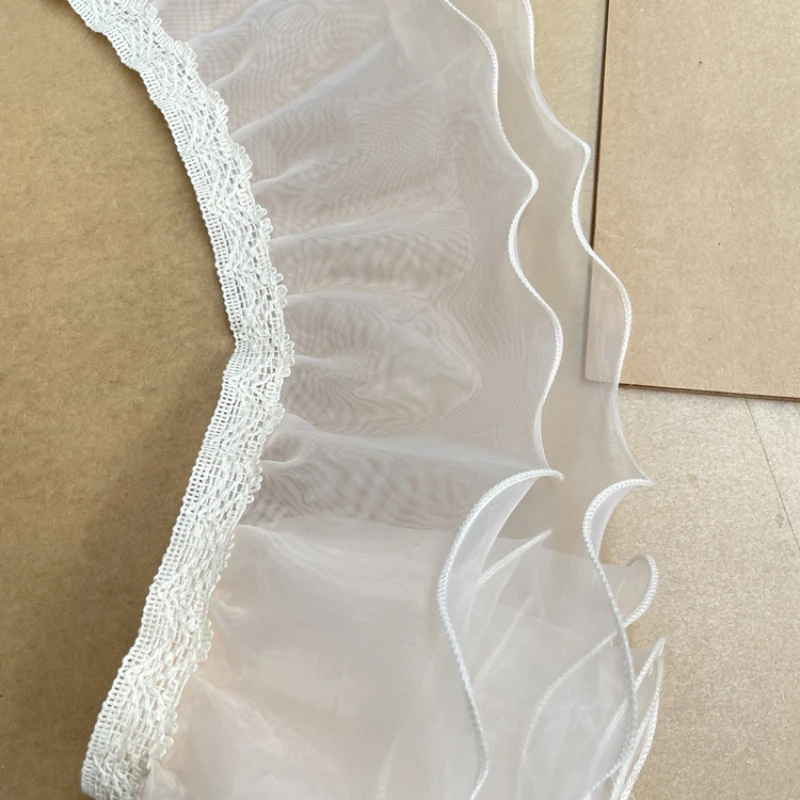 Lolita Ruffle Lace Ribbon Dresses, 2 Layers, Pink, White, Pleated Collar, Deckline Pets Dolls, Clothing DIY, Sewing Crafts