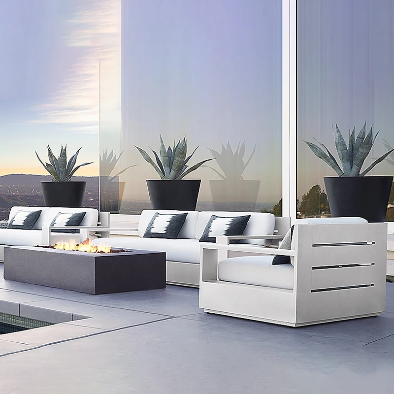 

Современная уличная мебель, роскошный всепогодный задний двор, отель, терраса, садовый диван из алюминиевого сплава