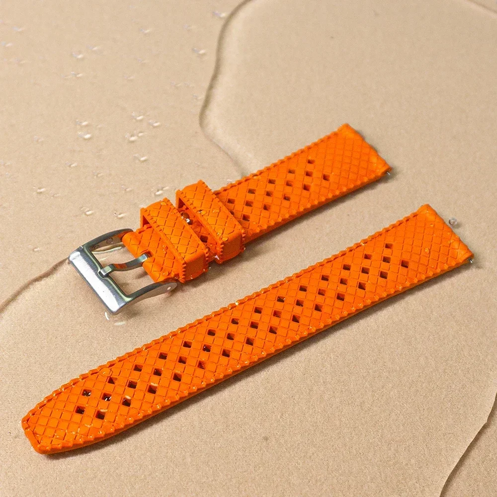 High Quality FKM Watch Strap 20mm 22mm Porous Quick Release Fluororubber Watchbands For Rolex Men's Diving Watches Accessories