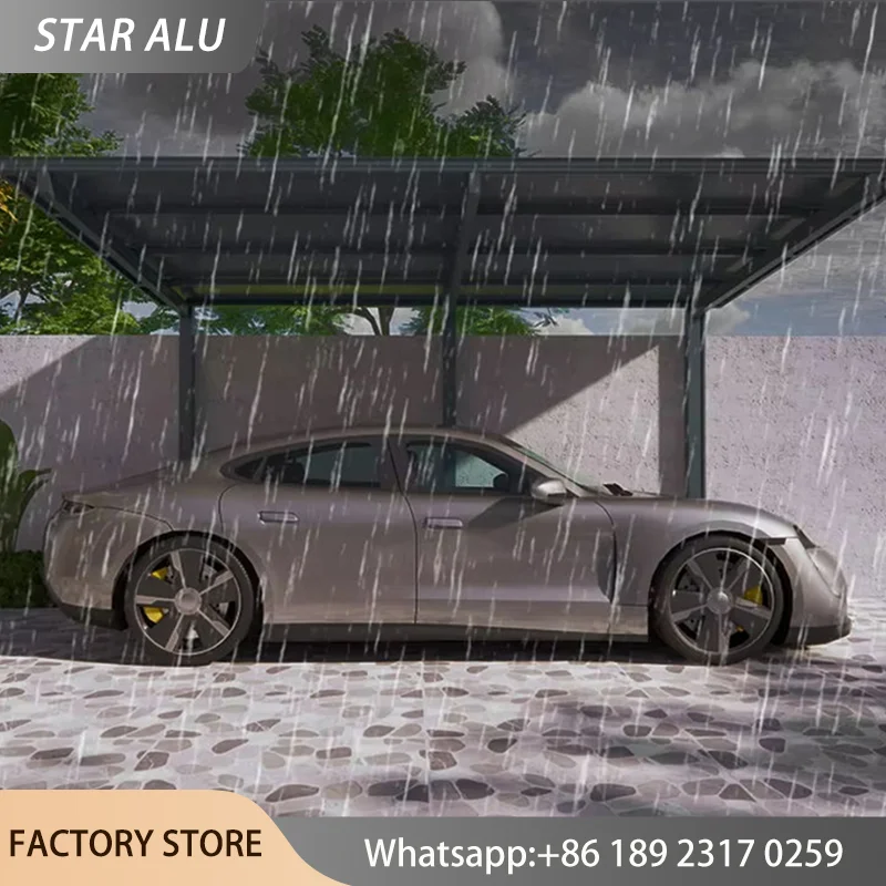 Durable Polycarbonate Carport Aluminum Frame Car Shelter Rain Protection Canopy for Outdoor Vehicle Parking Garage Garden