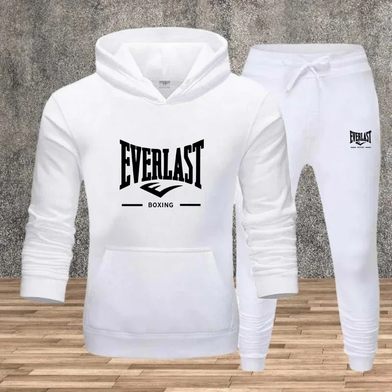 

Men Tracksuit 2 Pieces Sets Hooded Sweatshirt +Drawstring Pants Male Hoodies Running Sportswear Men Women Autumn Sportwear